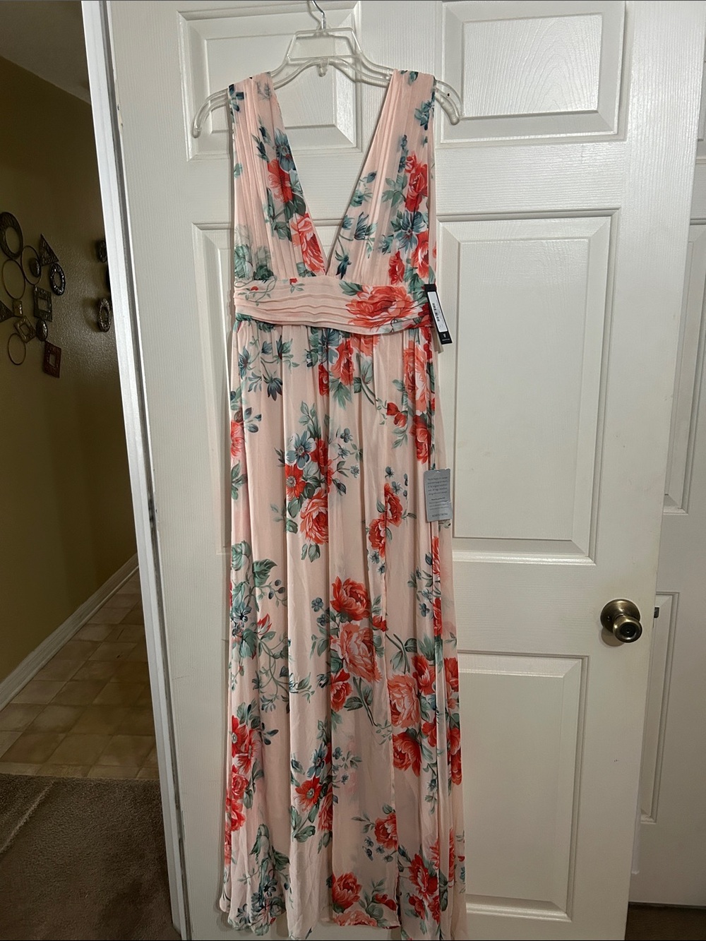 Floral Maxi Dress in Blush Pink with Roses - Picture 1 of 2